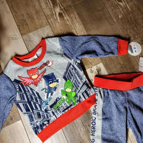 NWT PJ Masks Boys' Wings Stripes Shields Pullover & Jogger 2 Pc Outfit Set 18M - Picture 8 of 15